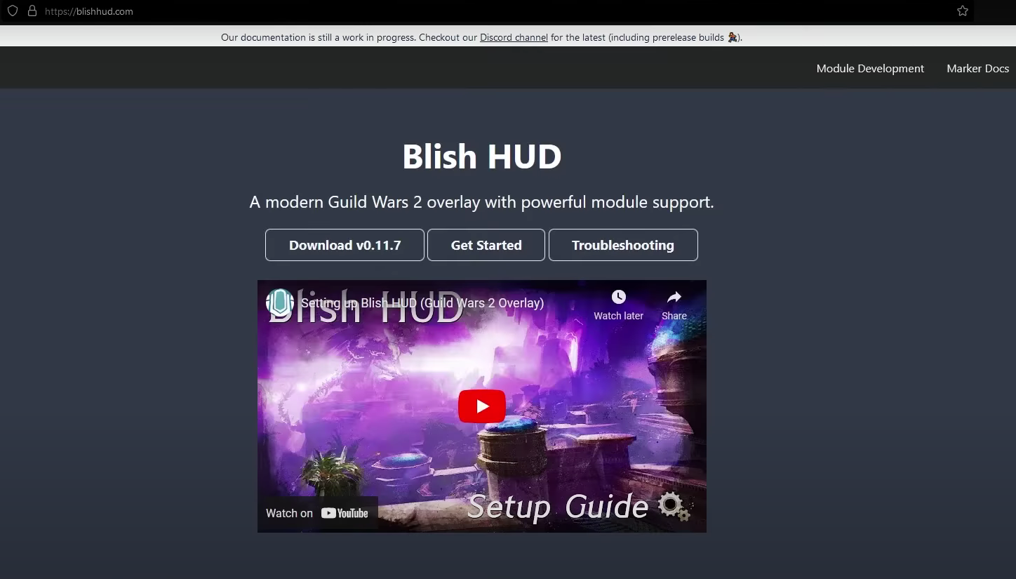 This image shows the Blish HUD Site