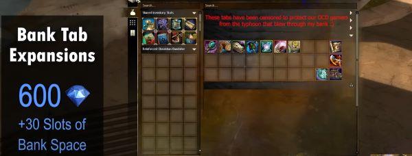 This image shows the Bank Tab Expansion