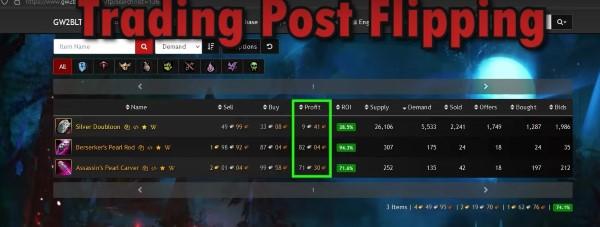 This image shows Making Gold through Trading Post Flipping