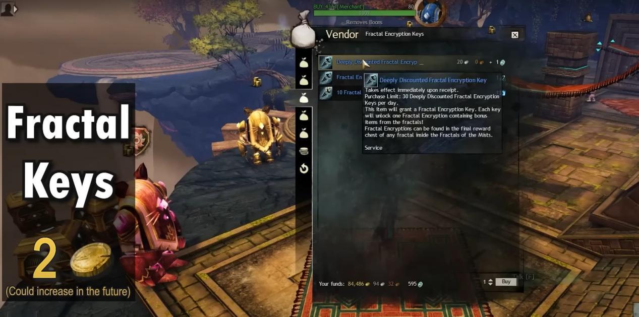 This image shows the Discounted Fractals Encryption Keys Gold GW2