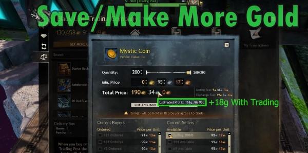 Save or Make money in GW2 This image shows the Save or Make money in GW2