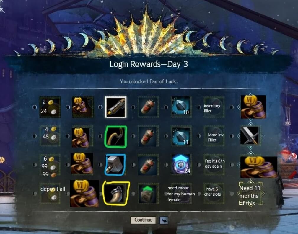 Guild Wars 2 Daily Login Rewards